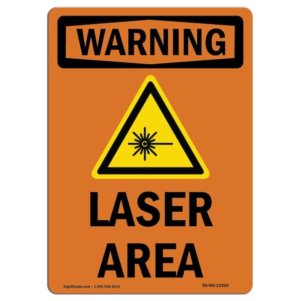 OSHA WARNING Sign, Laser Beam W/ Symbol, 10in X 7in Aluminum, 7" W, 10" H, Portrait